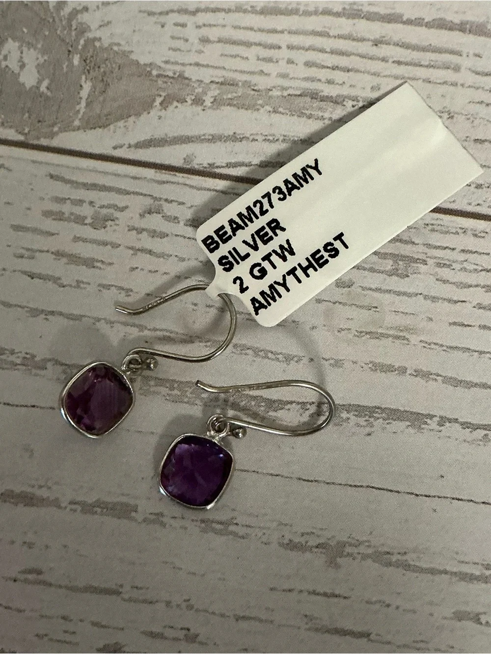 NWT Sterling Silver Amethyst Drop Earrings - 2 CTW